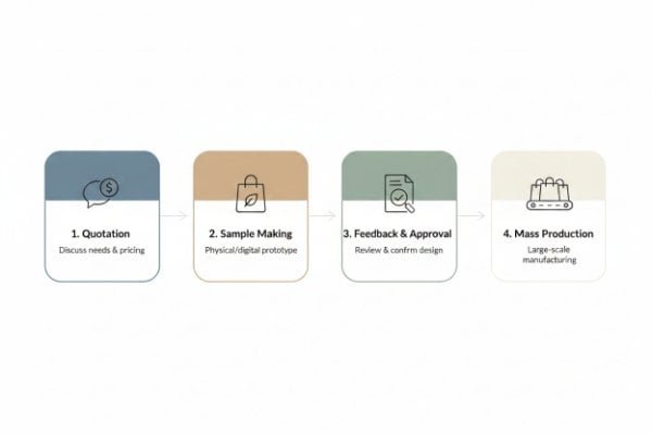 steps of the custom tote bag manufacturing process