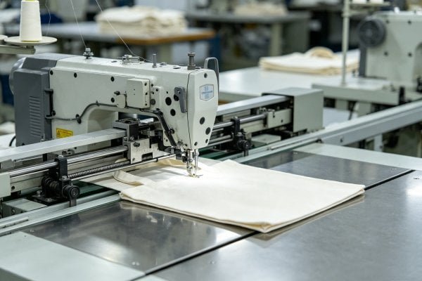 Canvas tote bags production line quality control