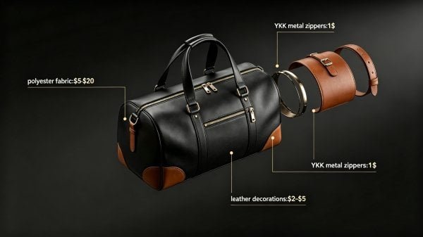 Cost structure breakdown for custom logo duffle bags
