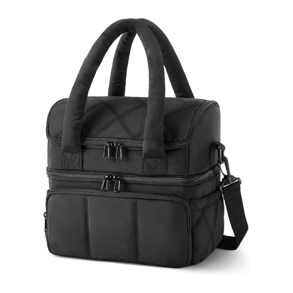 black puffer lunch tote​