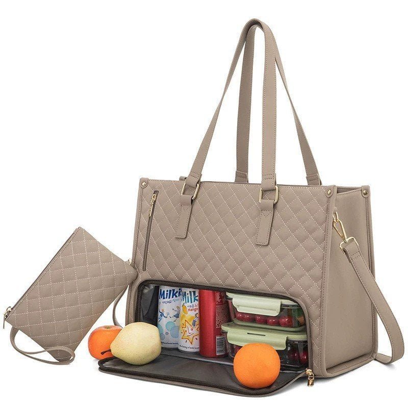 tote bag with insulated lunch compartment