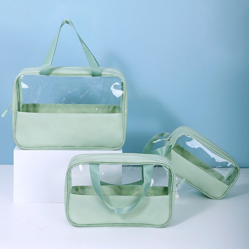 green transparent cosmetic bags