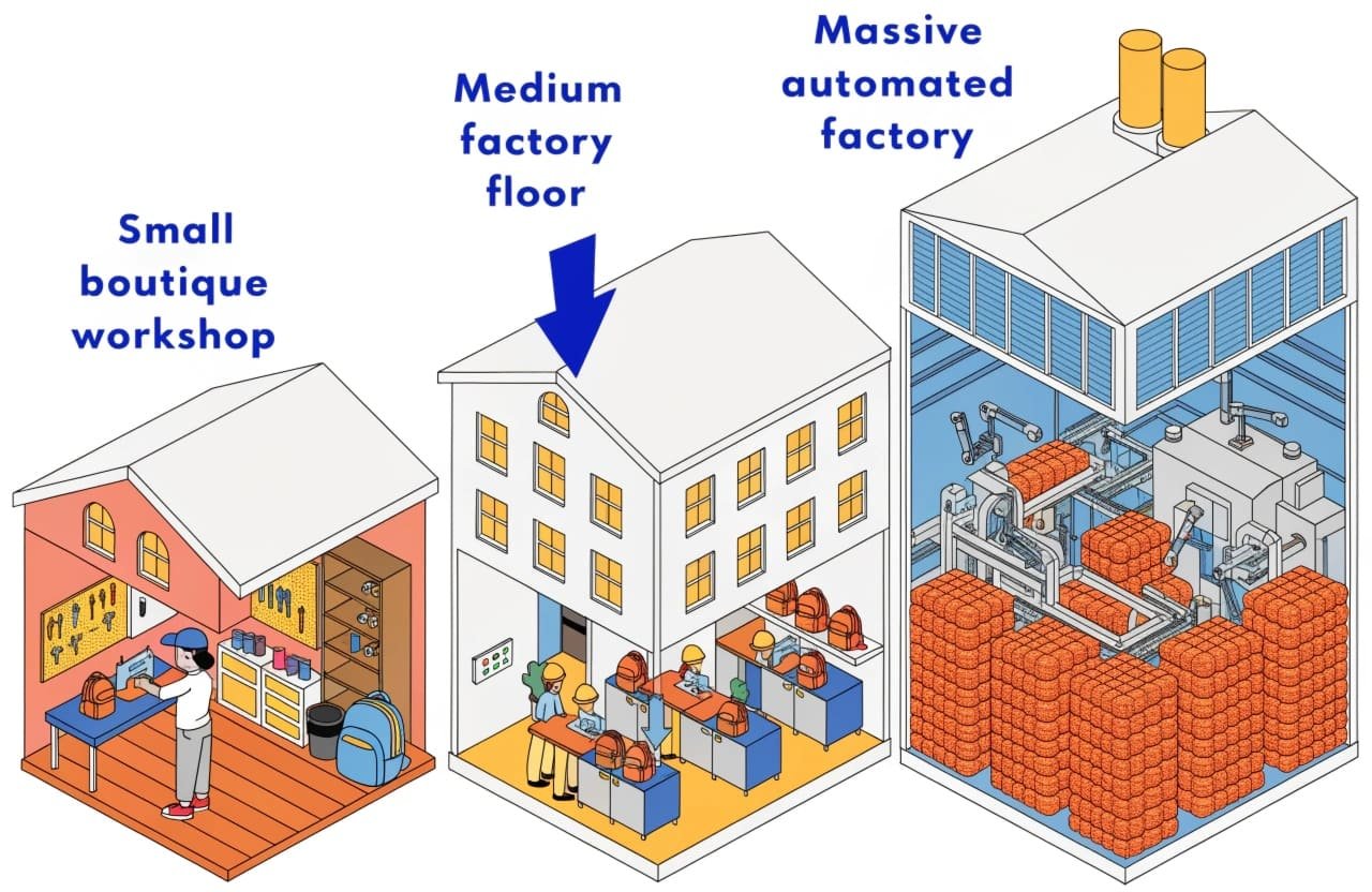 backpack production volume matching production scale matching