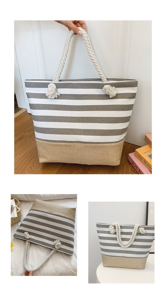 gray large tote bag beach
