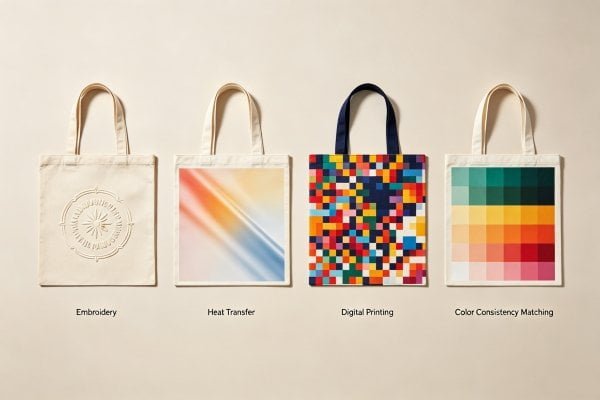 brand tote bag color matching and printing methods