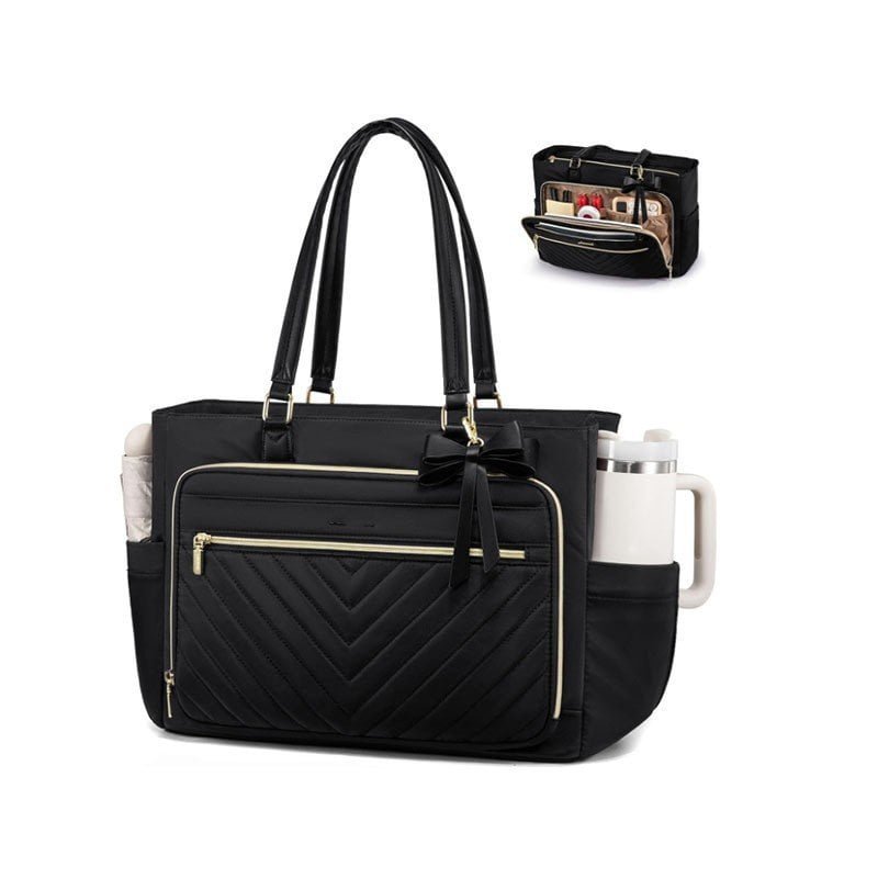 laptop tote bag with insulated lunch compartment