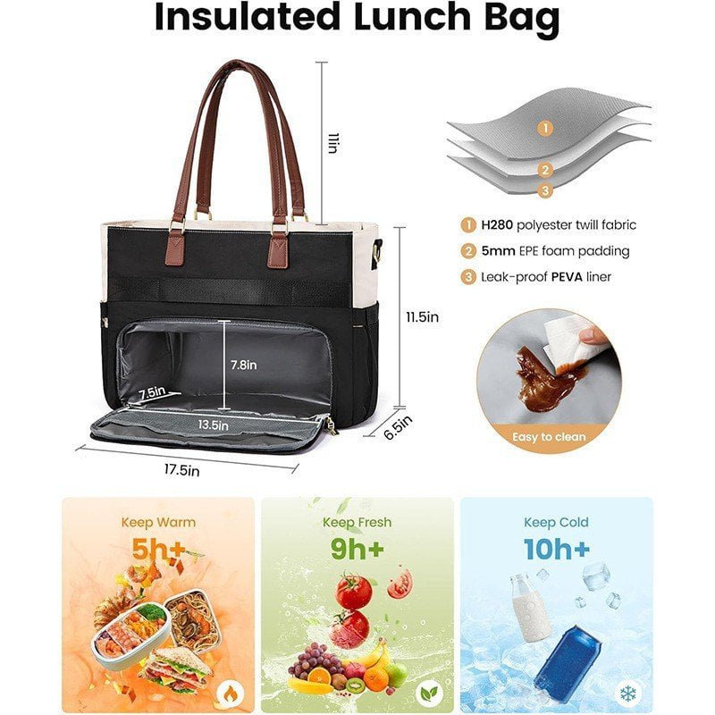 tote bag with built in lunch box material