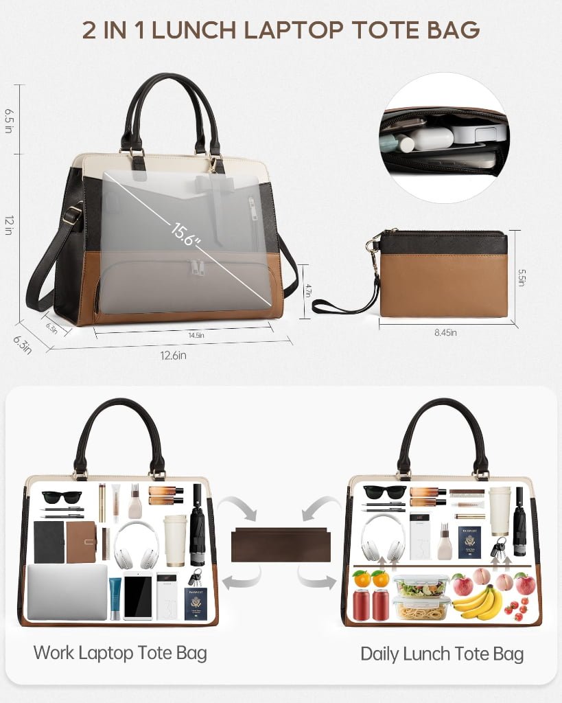 laptop tote bag with lunch compartment