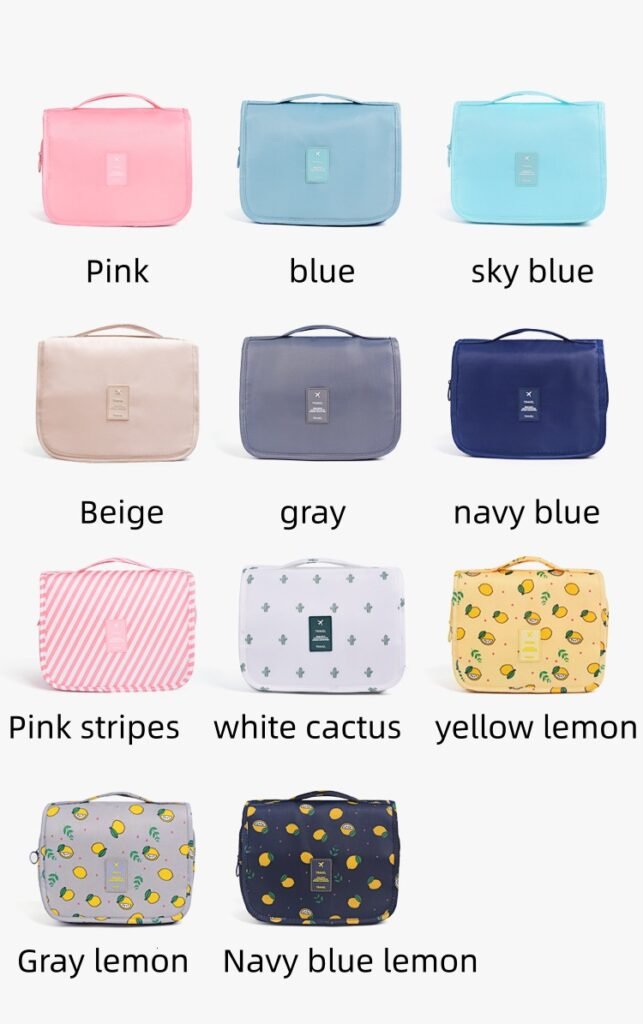 Multiple colors travel toiletry bag