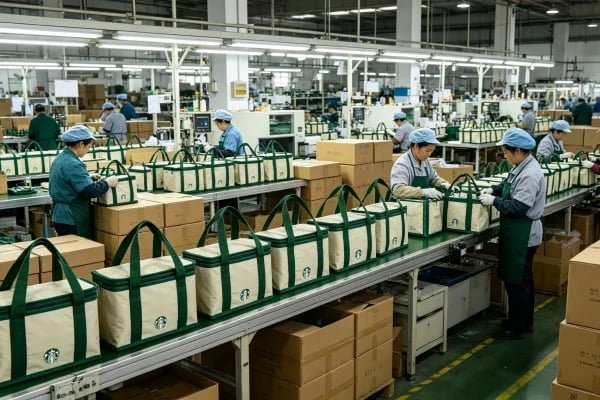 Large scale production of 100000 custom cooler bags for promotional campaign