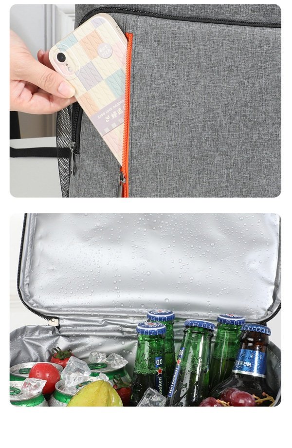 outdoor carry shoulder picnic ice pack refrigeration fresh keeping 3 layers material multi compartment space