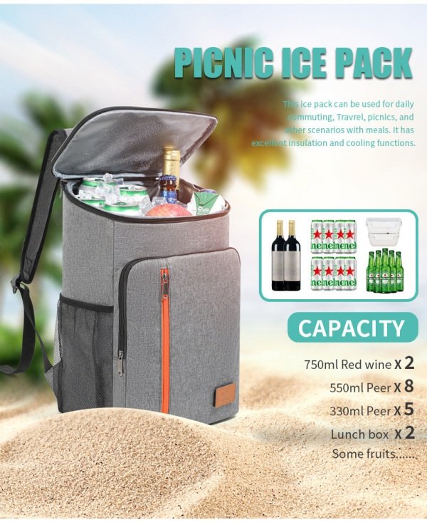 portable outdoor shoulder picnic ice pack refrigeration 3 layers fabric multi-layer pocket space bulk supply