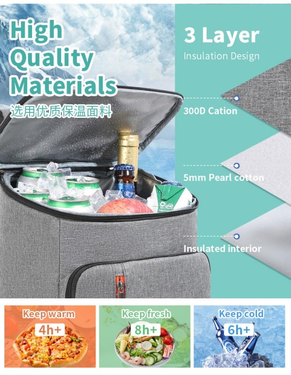 lightweight shoulder picnic ice pack thermal keep fresh three-layer fabric multi-layer pocket storage OEM
