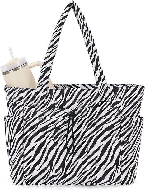 Zebra puffer tote bag