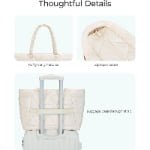 Luggage pass-through strap Puffer Tote Bag