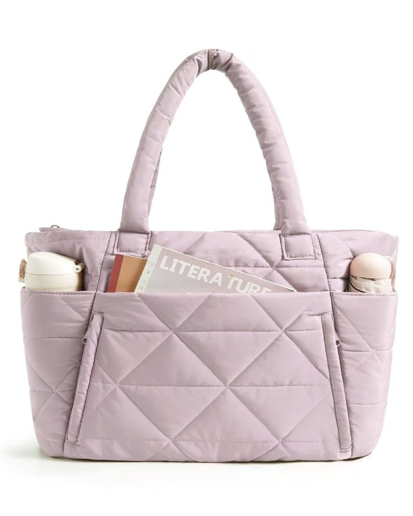 light purple Diamond Puffer Tote Bag
