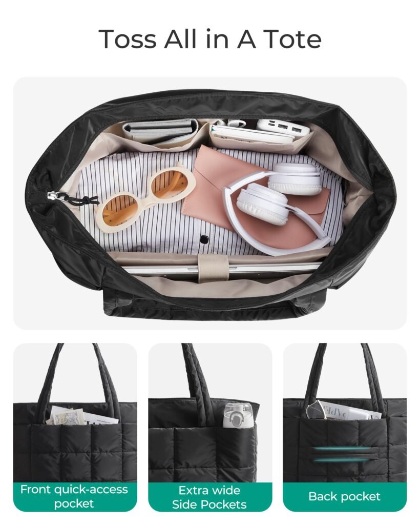 quilted puffy tote bag