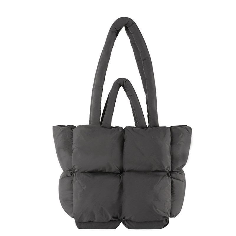 grey Puffer Tote Bag