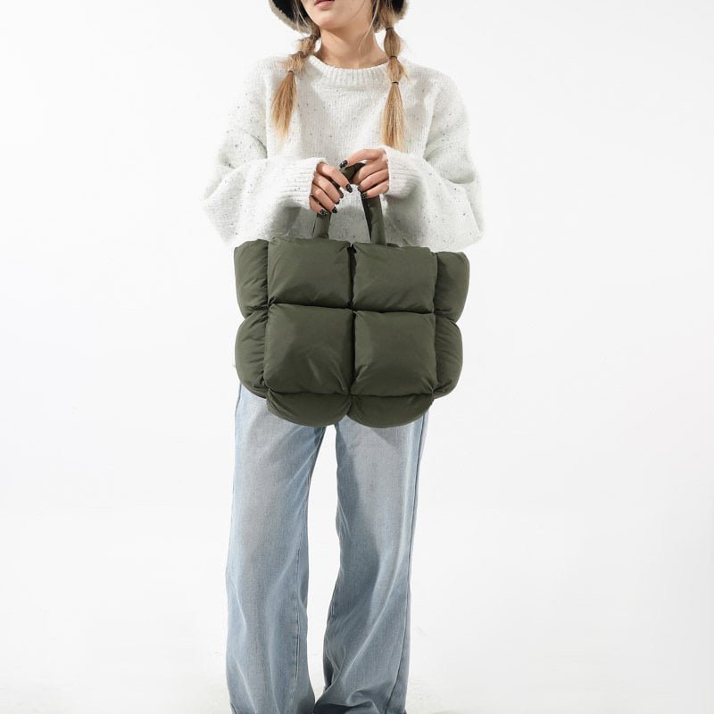 quilted puffer tote bag