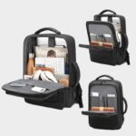 nylon mens office backpack separate laptop storage USB charging breathable shoulder straps factory supply