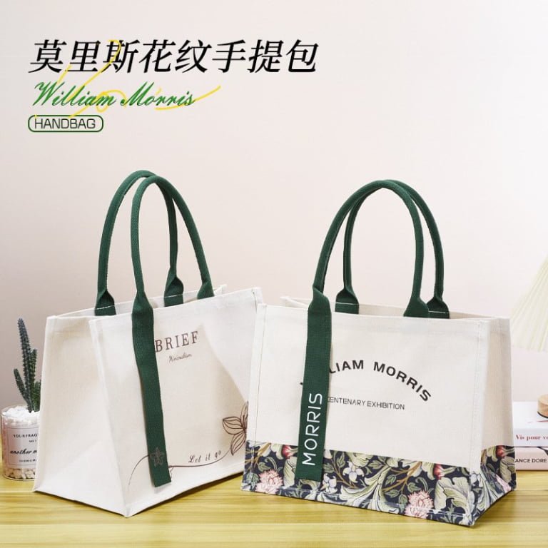 Wholesale Large-Capacity Morris Canvas Tote Bag​ With Ribbon
