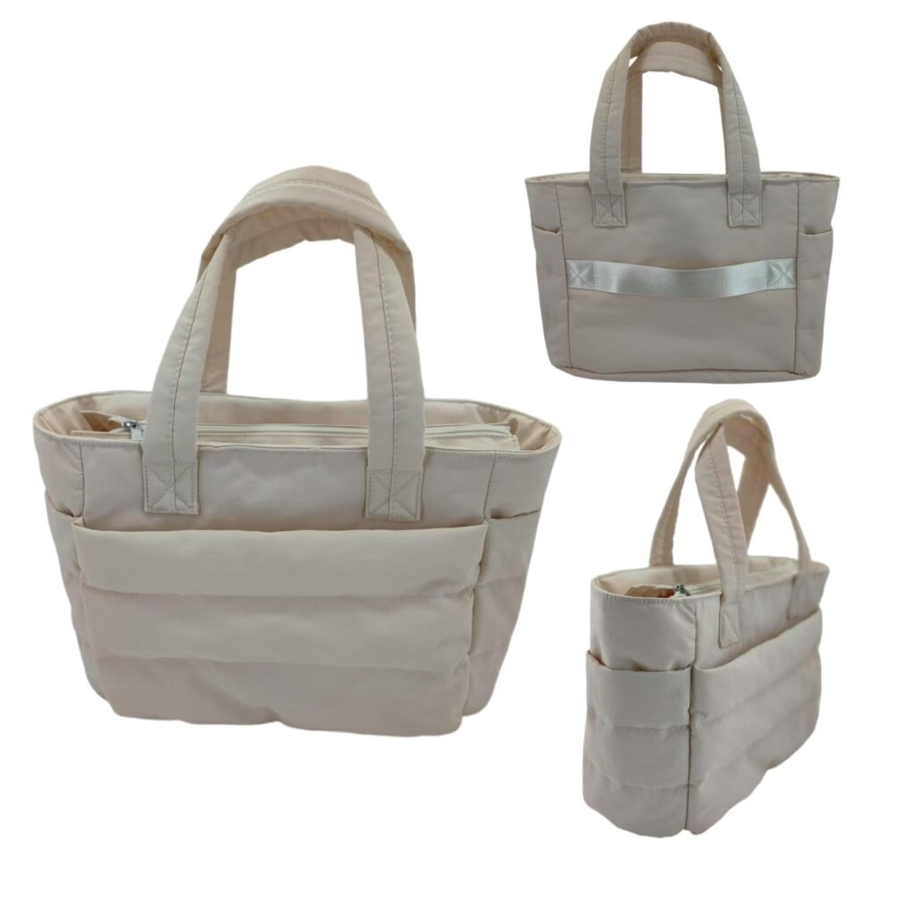 grey puffy tote bag for women​
