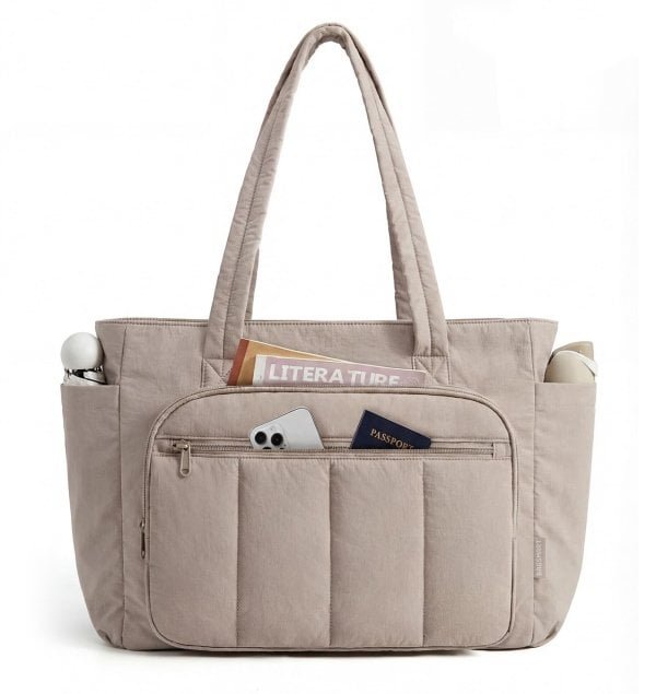Business Travel Puffer Tote Bag with Trolley Sleeve