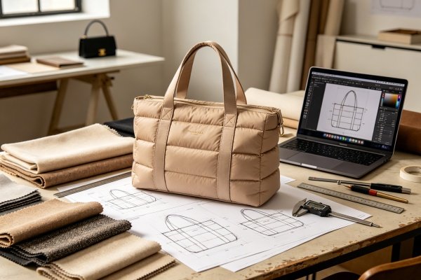 Custom puffer tote bag sample development and factory direct manufacturing