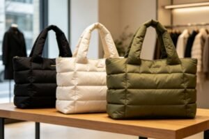 Custom puffer tote bags wholesale supplier for retailers and private label brands