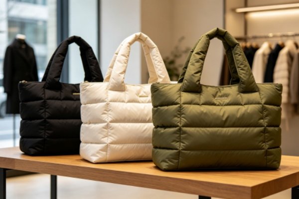 Custom puffer tote bags wholesale supplier for retailers and private label brands