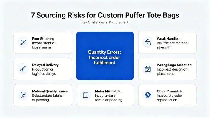 Common procurement risks when sourcing custom puffer tote bags internationally