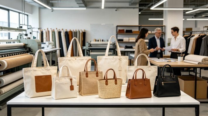Custom tote bag manufacturer displaying multiple wholesale tote bag solutions for global brands and retailers