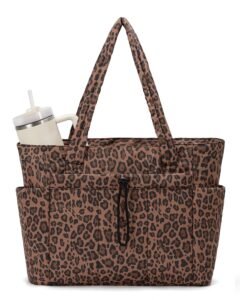 Leopard Print Puffer Tote Bag