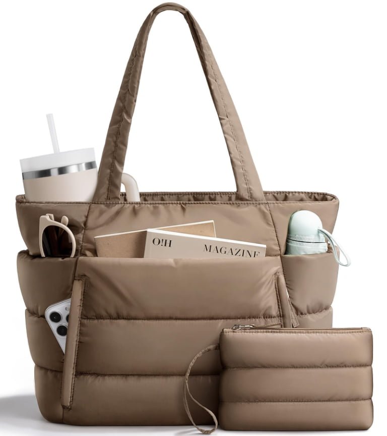 Wholesale Lightweight Quilted Puffer Tote Bag for Women With Small Bag