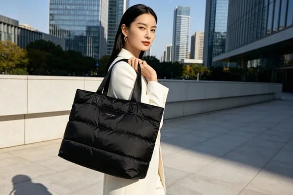 Premium nylon puffer tote bag for fashion and private label brands