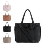black puffy tote bag