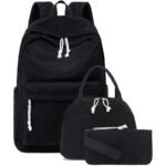 black large capacity corduroy travel backpack multi pockets