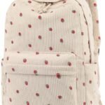 Private label corduroy school backpack with embroidery logo
