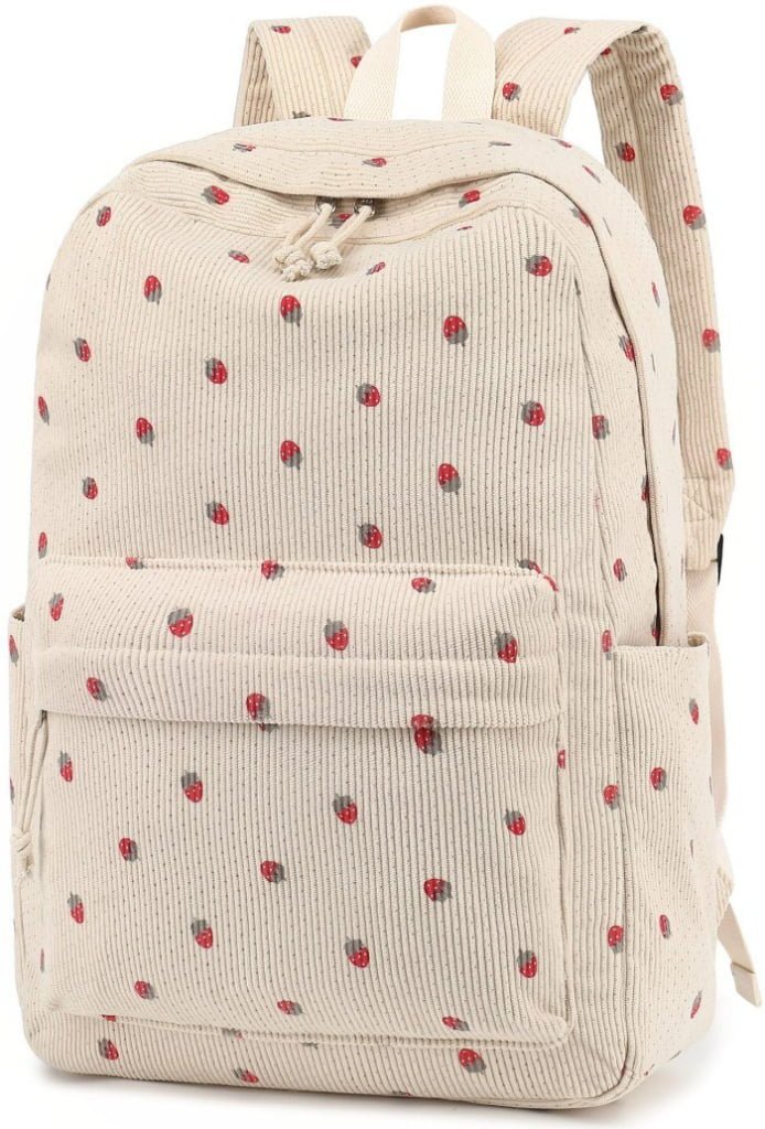Private label corduroy school backpack with embroidery logo
