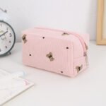 pink eco friendly corduroy cosmetic bag bulk supply for skincare brands