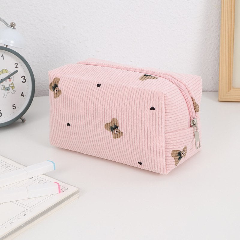 pink eco friendly corduroy cosmetic bag bulk supply for skincare brands