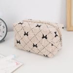 custom woven label corduroy makeup pouch wholesale