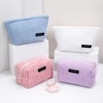 Wholesale corduroy cosmetic bag custom logo