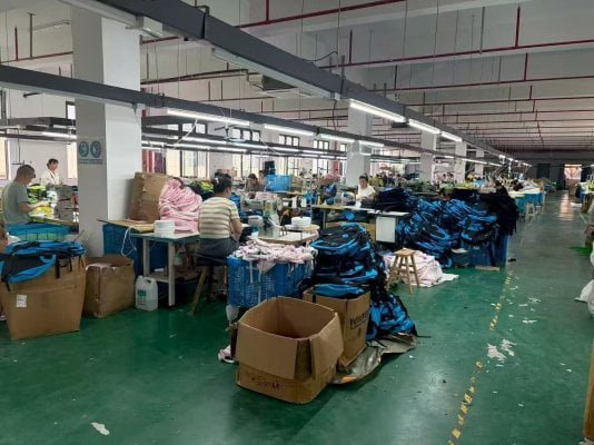 custom blue backpacks full inspection process
