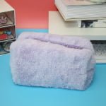 purple Zipper closure macaron candy plush makeup bag washable fluffy beauty pouch bulk supply