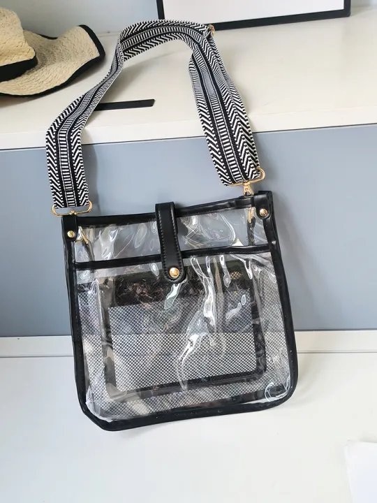 Custom woven label PVC lady crossbody bag wholesale