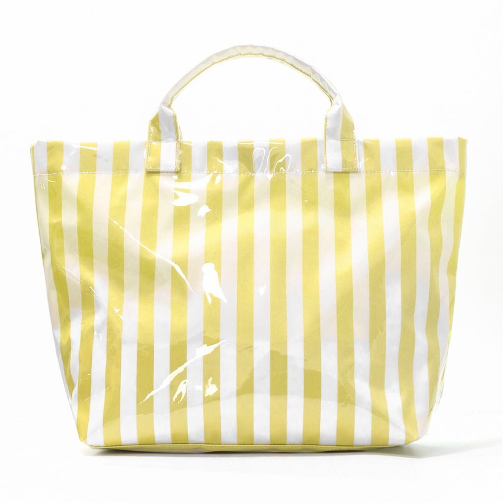 yellow promotional branded striped PVC tote bag bulk for corporate giveaway gifts