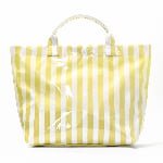 yellow promotional branded striped PVC tote bag bulk for corporate giveaway gifts