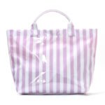 purple factory blank striped PVC tote bag for custom logo printing bulk supply