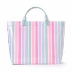 retail chain custom striped PVC shopper tote bag bulk order